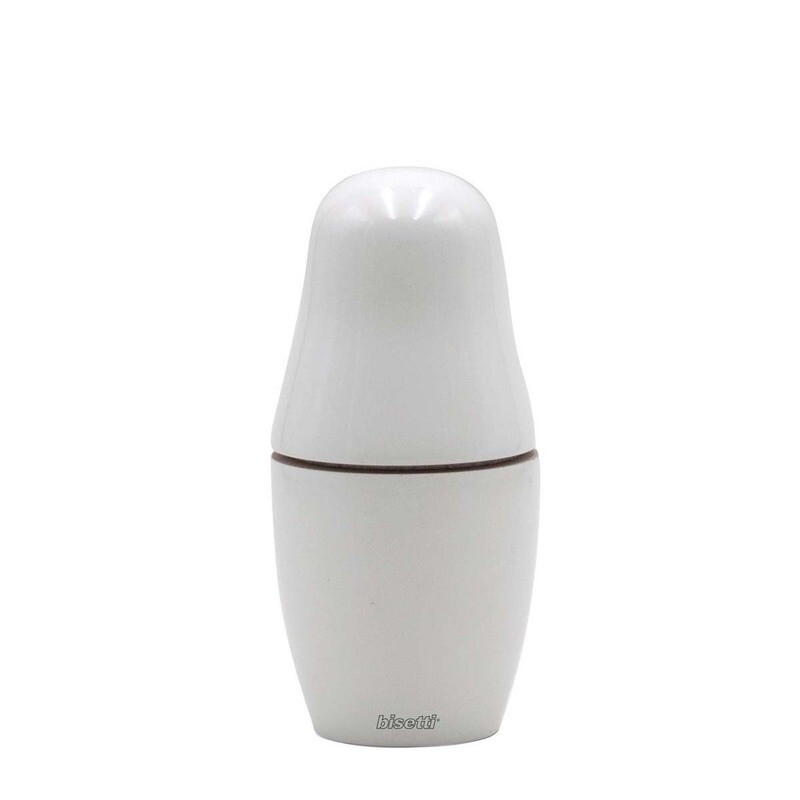 Macina spezie "Matryosjka" in faggio laccato bianco - grande