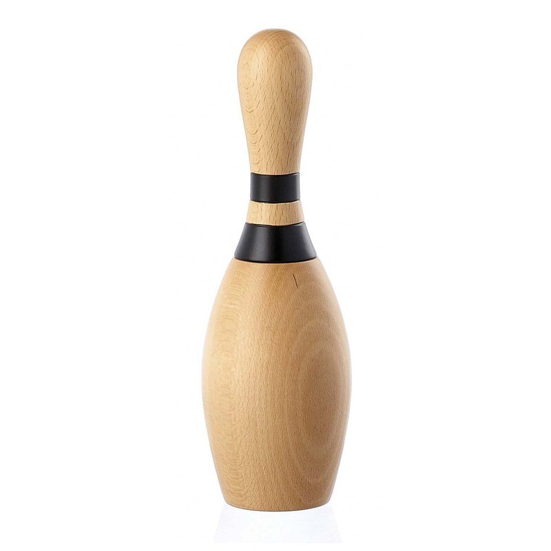 Macina spezie "Birillo" in faggio naturale con righe nere