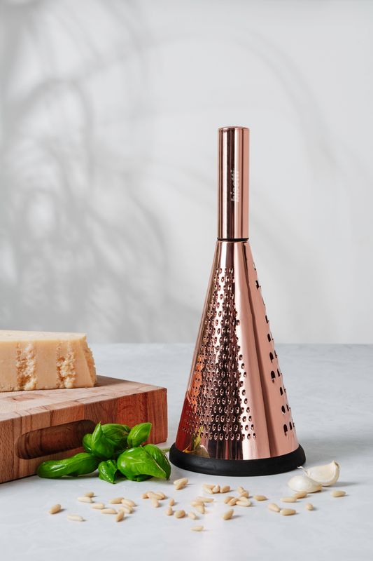 Grattugia conica in acciaio con manico in metallo H 25 cm Stonerose finitura oro rosa