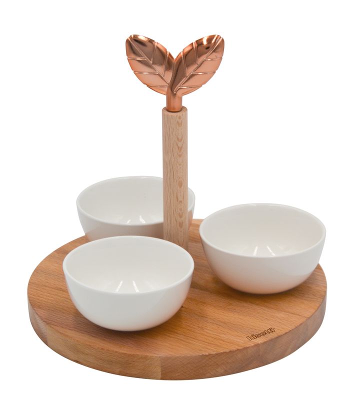 &quot;PRINTEMPS D&#39;OR&quot; BOWLS STAND IN NATURAL BEECH ø 21 cm x H 18 cm