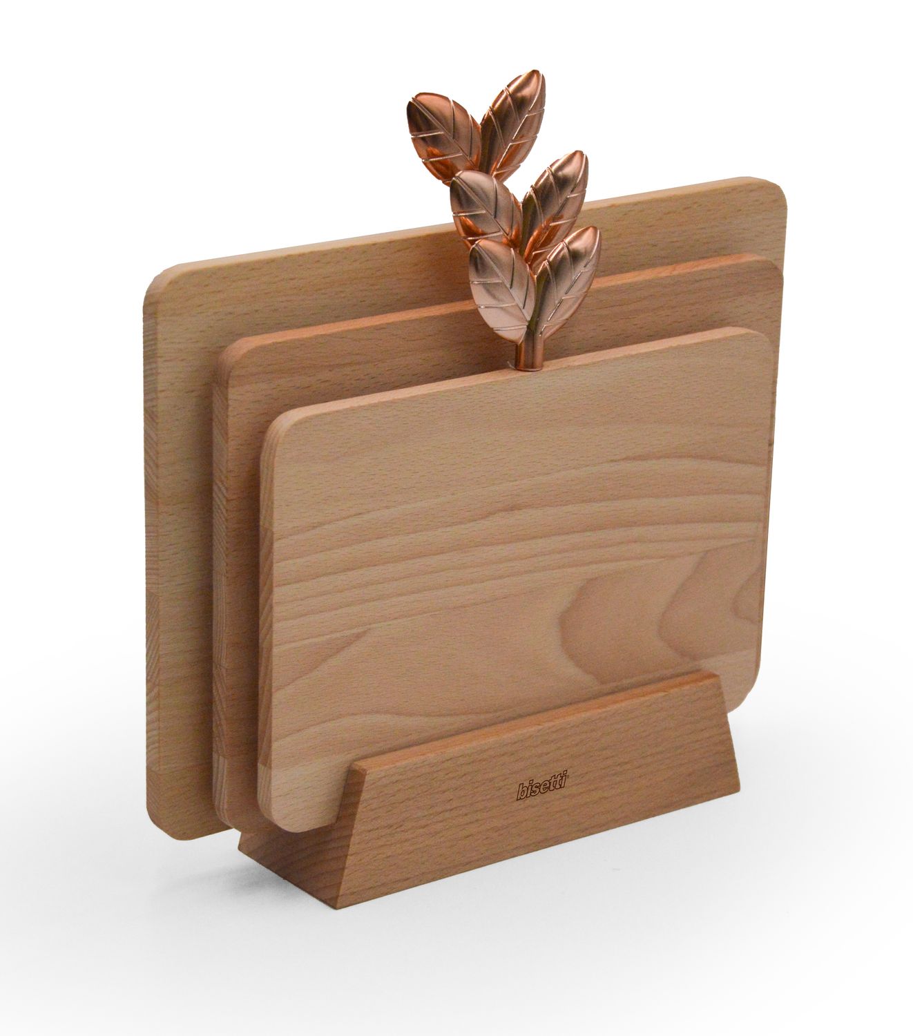 “PRINTEMPS D&#39;OR” SET 3 NATURAL BEECH CUTTING BOARDS WITH BASE