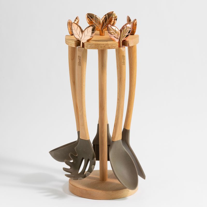 “PRINTEMPS D&#39;OR” MESTLE HOLDER with SET 5 PZ. SILICONE TOOLS