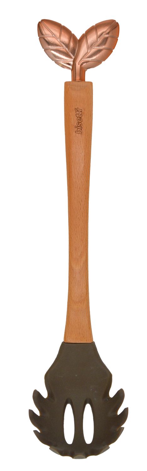 &quot;PRINTEMPS D&#39;OR&quot; SILICON SPAGHETTI SPOON WITH NATURAL BEECH WOOD HANDLE