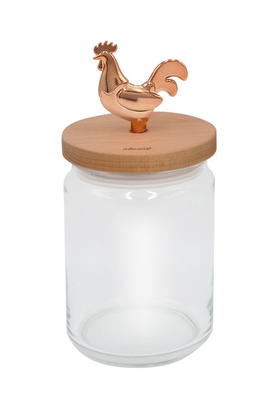 &quot;Cocoricò&quot; glass jar 1000cc with natural beech lid