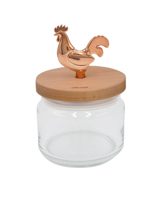 &quot;Cocoricò&quot; glass jar 500cc with natural beech lid