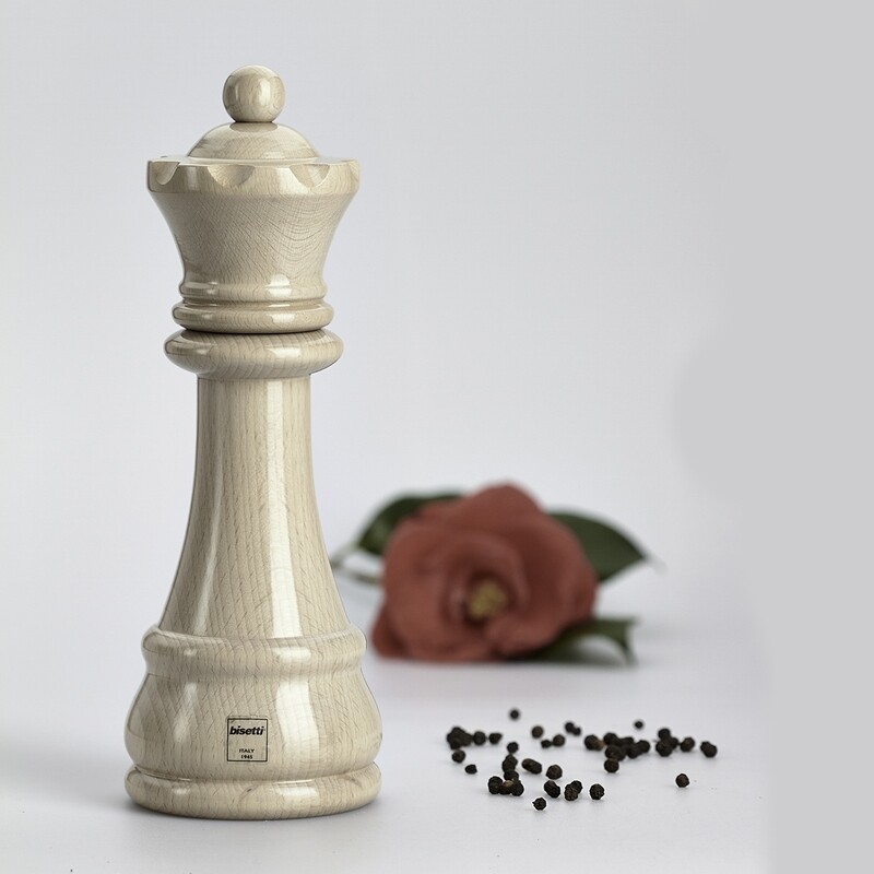 White lacquered beech wood spice mill 'Queen' 23 cm