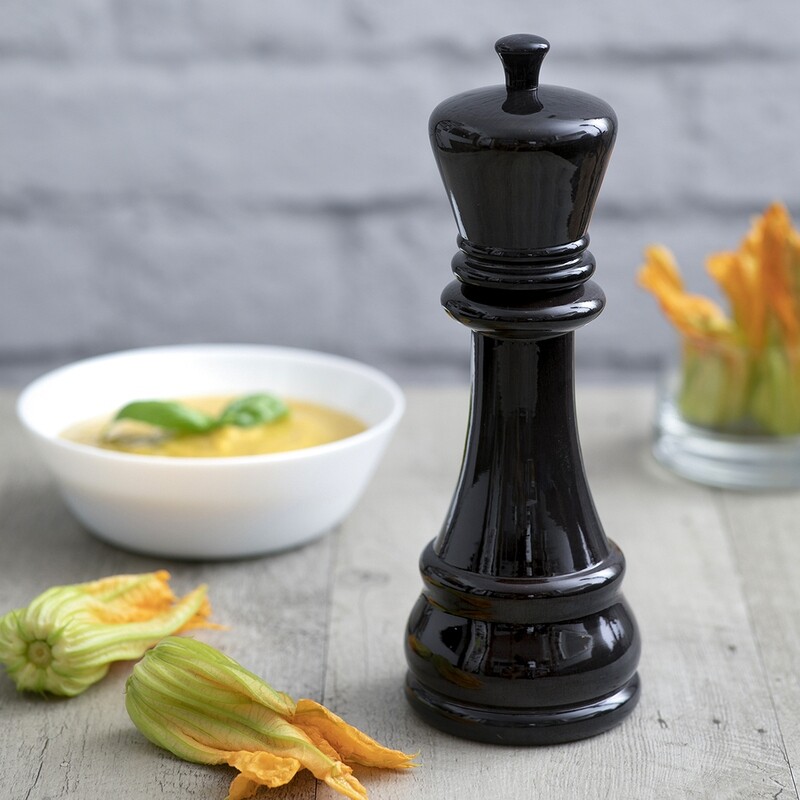 Black lacquered beech wood spice mill 'King' 23 cm