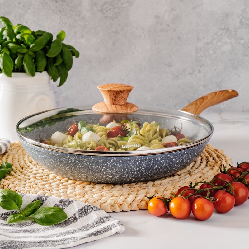 Pan Ø 28 cm 'Pierre Gourmet' with wood colour handle and lid