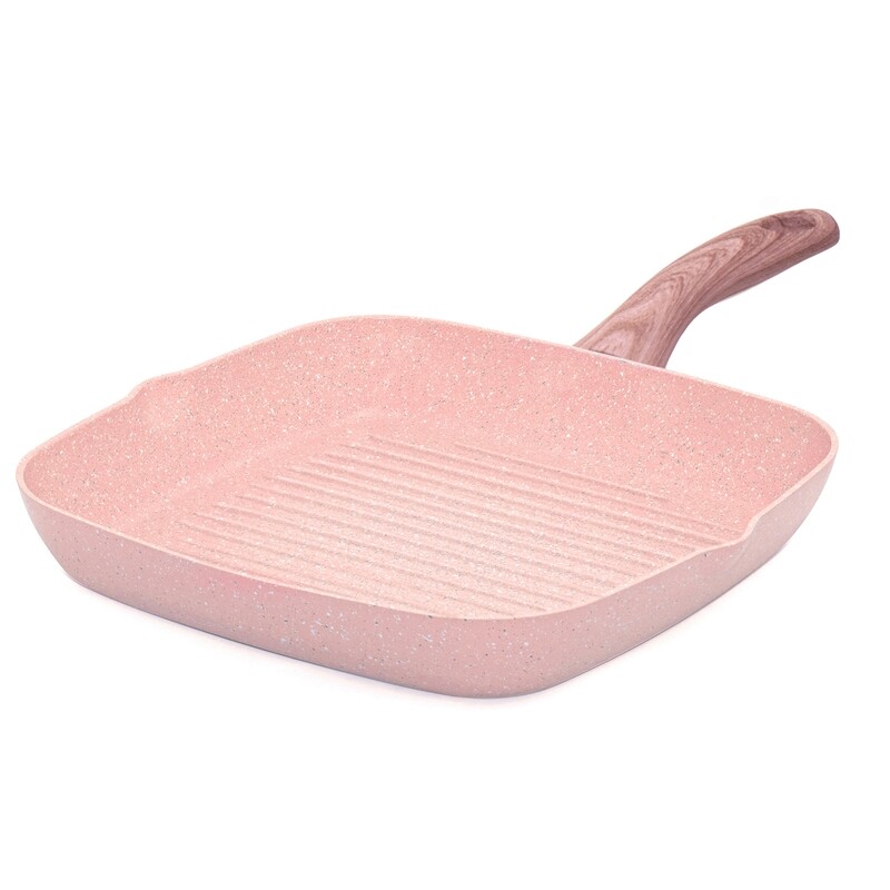 Bistecchiera 28 x 28 cm 'Stonerose' con manico design legno rosa