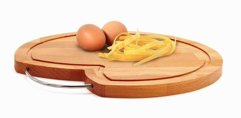 Round beech-wood cutting board with handle