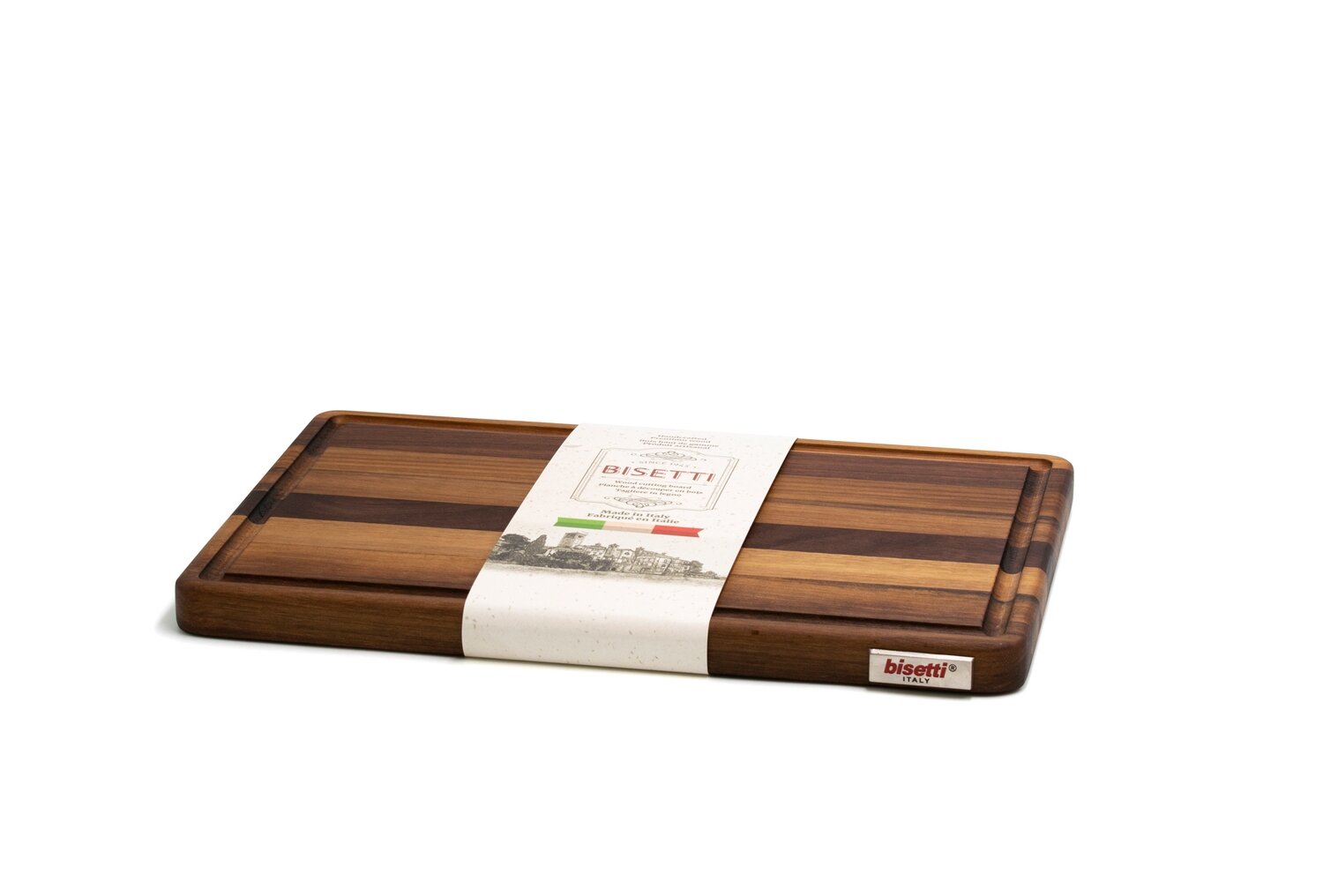 Tagliere con raccoglisugo in legno di noce - 35 cm