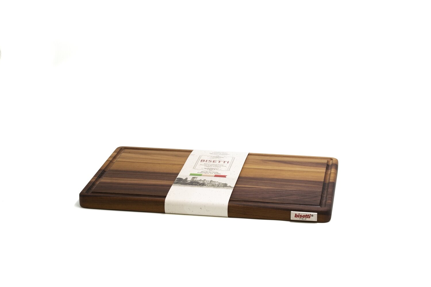 Tagliere con raccoglisugo in legno di noce - 40 cm