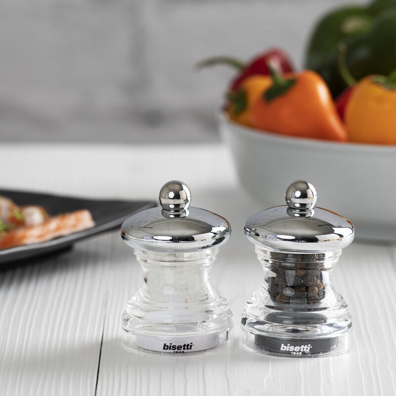 Chrome ​salt and pepper mill set "Elba"  - 7 cm