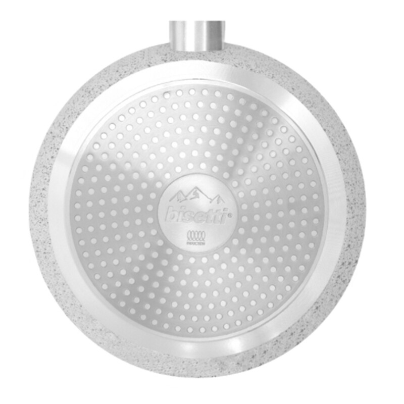 Souce pan Ø 18 cm 'Stonewhite' with white wood color handle and lid