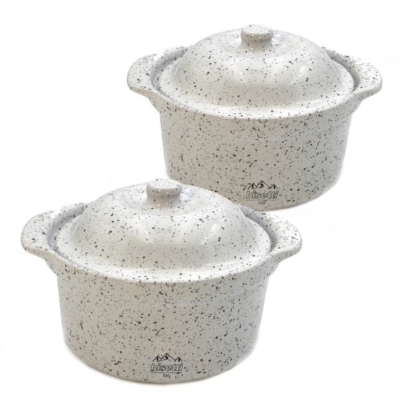 Set 2 pz Mini Cocotte stoneware alta resistenza "Stonewhite"