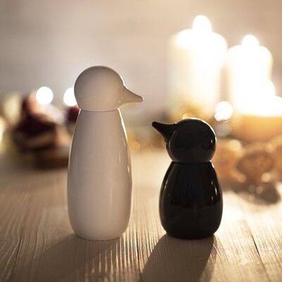Macina spezie Pinguino "Happy Feet" in faggio Laccato - Bianco