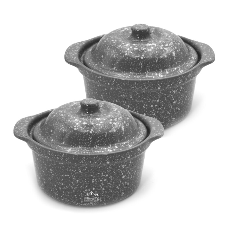 Set 2 pz Mini Cocotte stoneware alta resistenza "Pierre Gourmet"