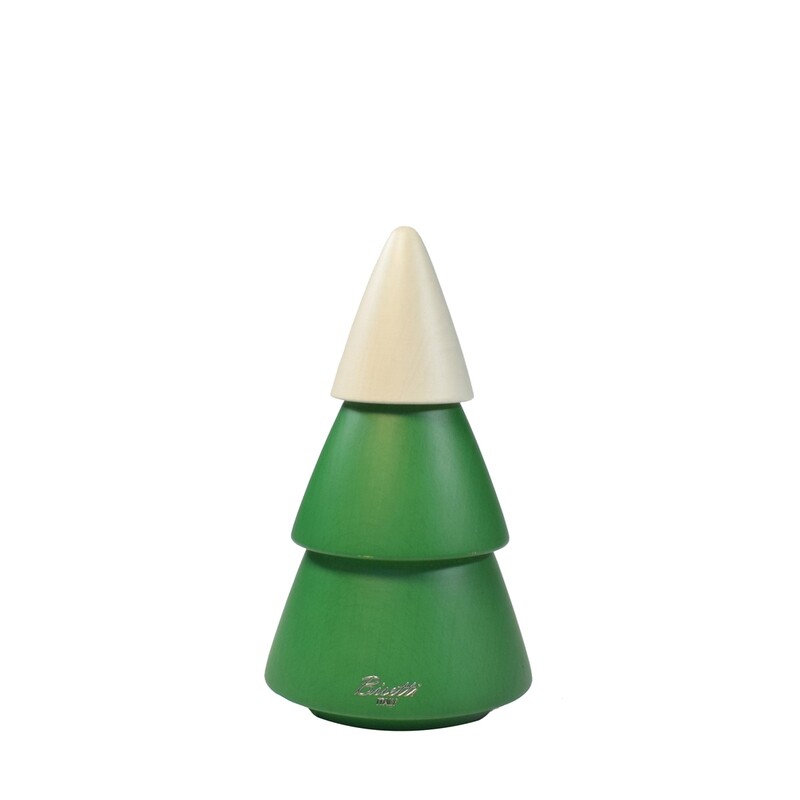 Macina spezie "Albero di Natale" in faggio verde con punta bianca
