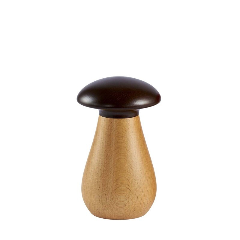Macina spezie "Mushrooms" in faggio naturale con testa noce