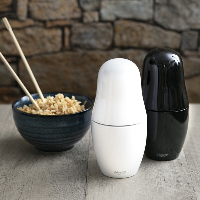 Macina spezie "Matryoshka" in faggio laccato bianco - grande