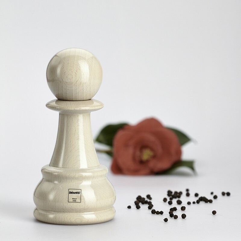 Macina spezie "Pedone" in faggio laccato bianco