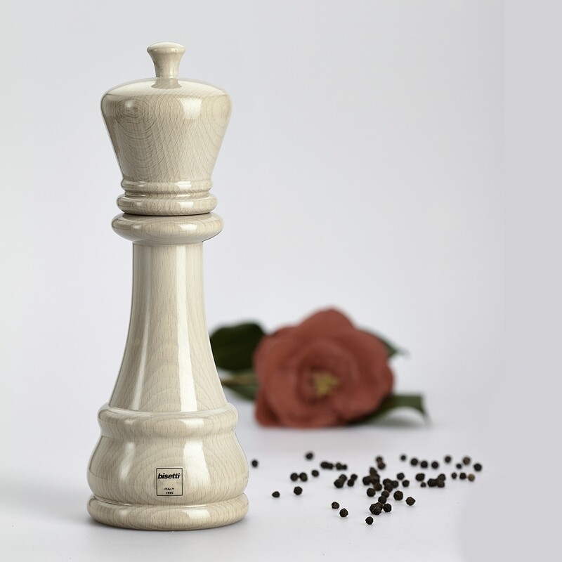 Macina spezie "Re" in faggio laccato bianco