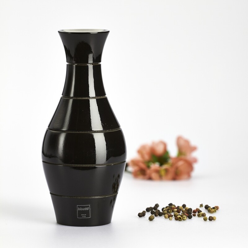 Macina spezie "Vaso" in faggio laccato Nero