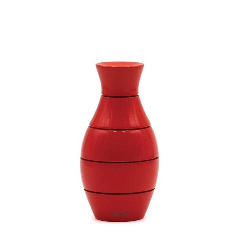 Macina spezie "Vaso" in faggio laccato Rosso