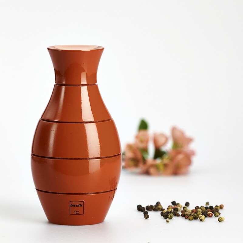 Macina spezie "Vaso" in faggio laccato Rosso