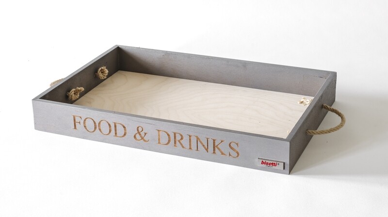 Vassoio rettangolare "Food&amp;Drinks" con manici in corda  Pierre Gourmet