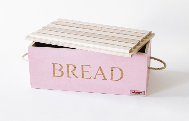 Bread box with beech-wood lid/cutting board "Stonerose"