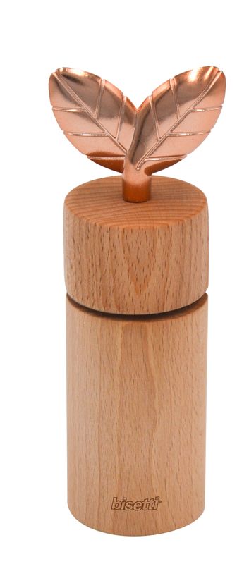 Salt/pepper mill in natural oiled beech wood "Printemps d'or" - 19 cm