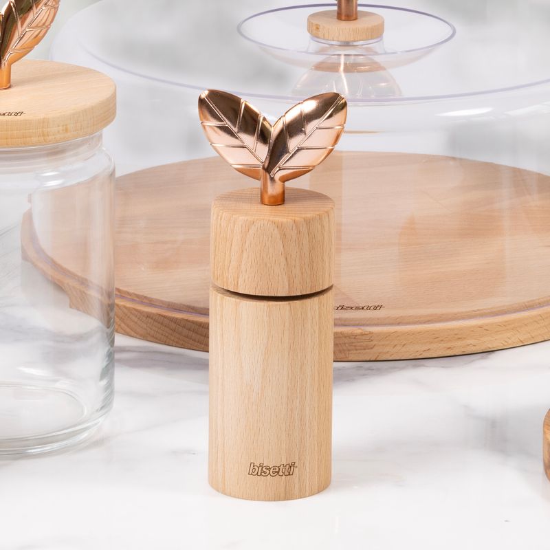 Salt/pepper mill in natural oiled beech wood "Printemps d'or" - 19 cm