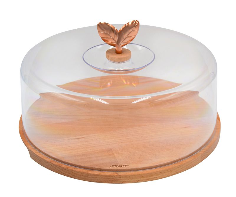 "PRINTEMPS D'OR" CHEESE HOLDER/CAKE STAND IN NATURAL BEECH 31x31x22 cm