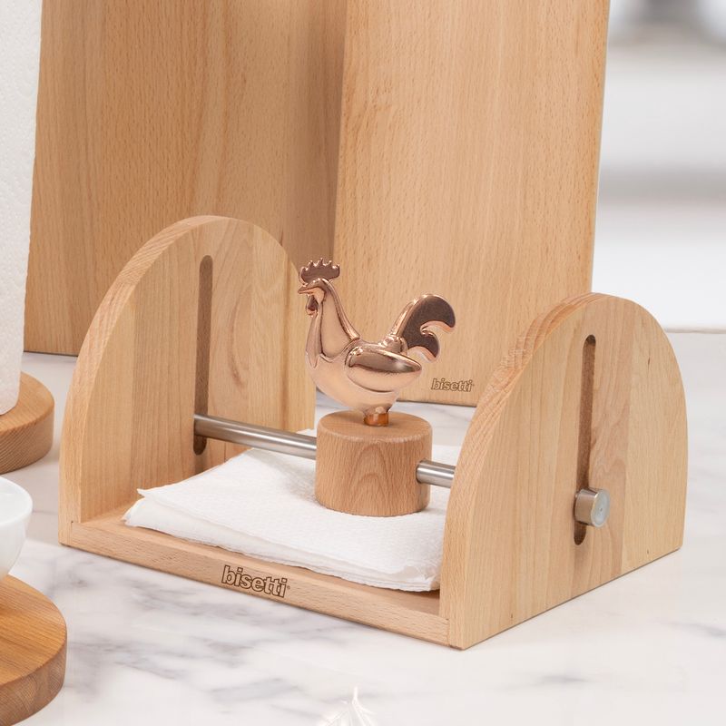 "Cocoricò" Paper towel holder in natural beech 20x18x12 CM