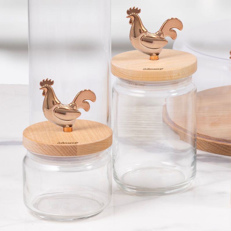 "Cocoricò" glass jar 1000cc with natural beech lid