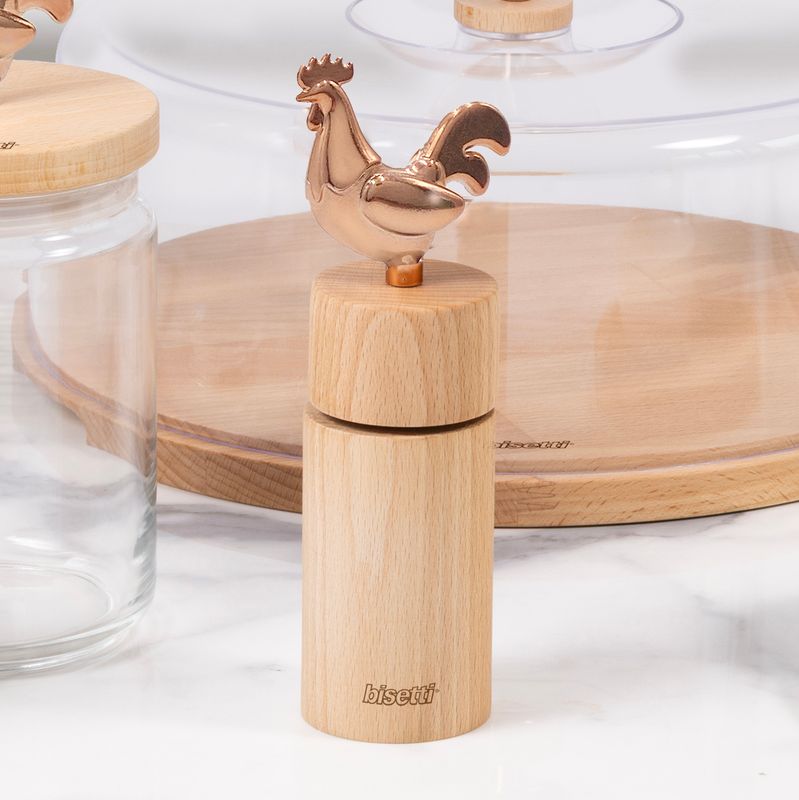 Pepper &amp; salt mill in beech wood "Cocoricò"  - 19 cm