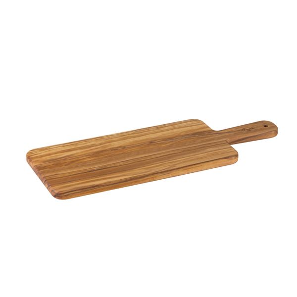 Rectangular olive-wood cutting board with handle - 38 cm