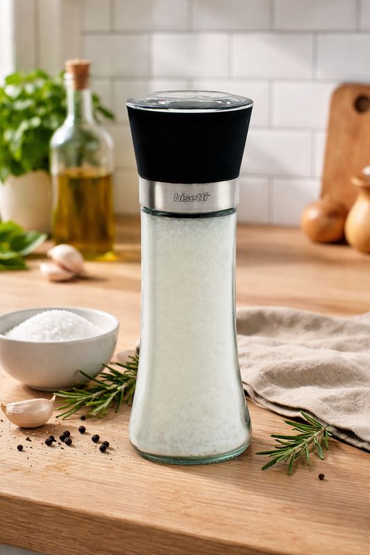 “Pavia” Salt Grinder with 18 cm Glass Jar