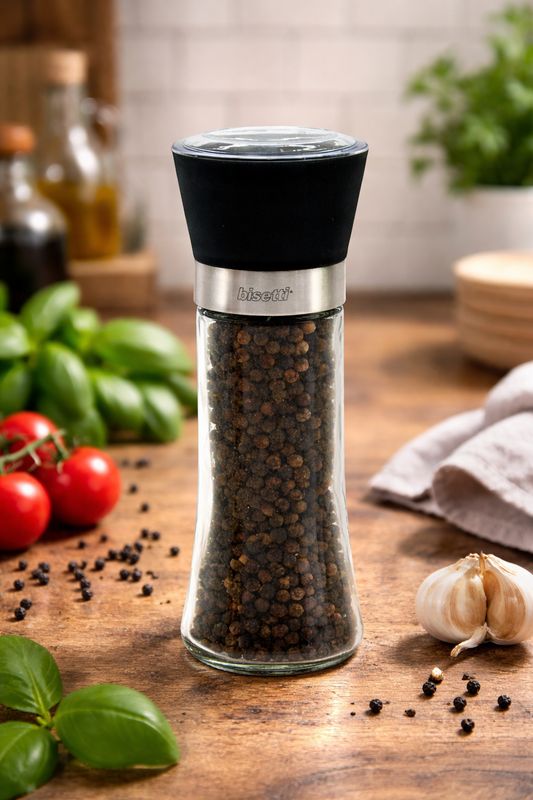 “Pavia” Glass Jar Pepper Mill - 18 cm