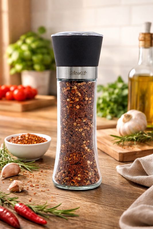 Chili Pepper Grinder with “Pavia” Glass Jar - 18 cm
