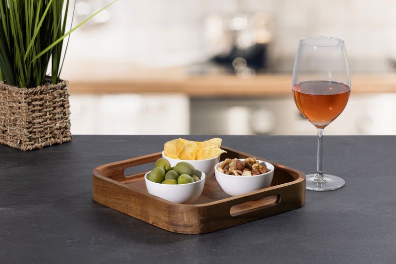 Acacia-wood square shaped tray with handles "Acacia 2.0"