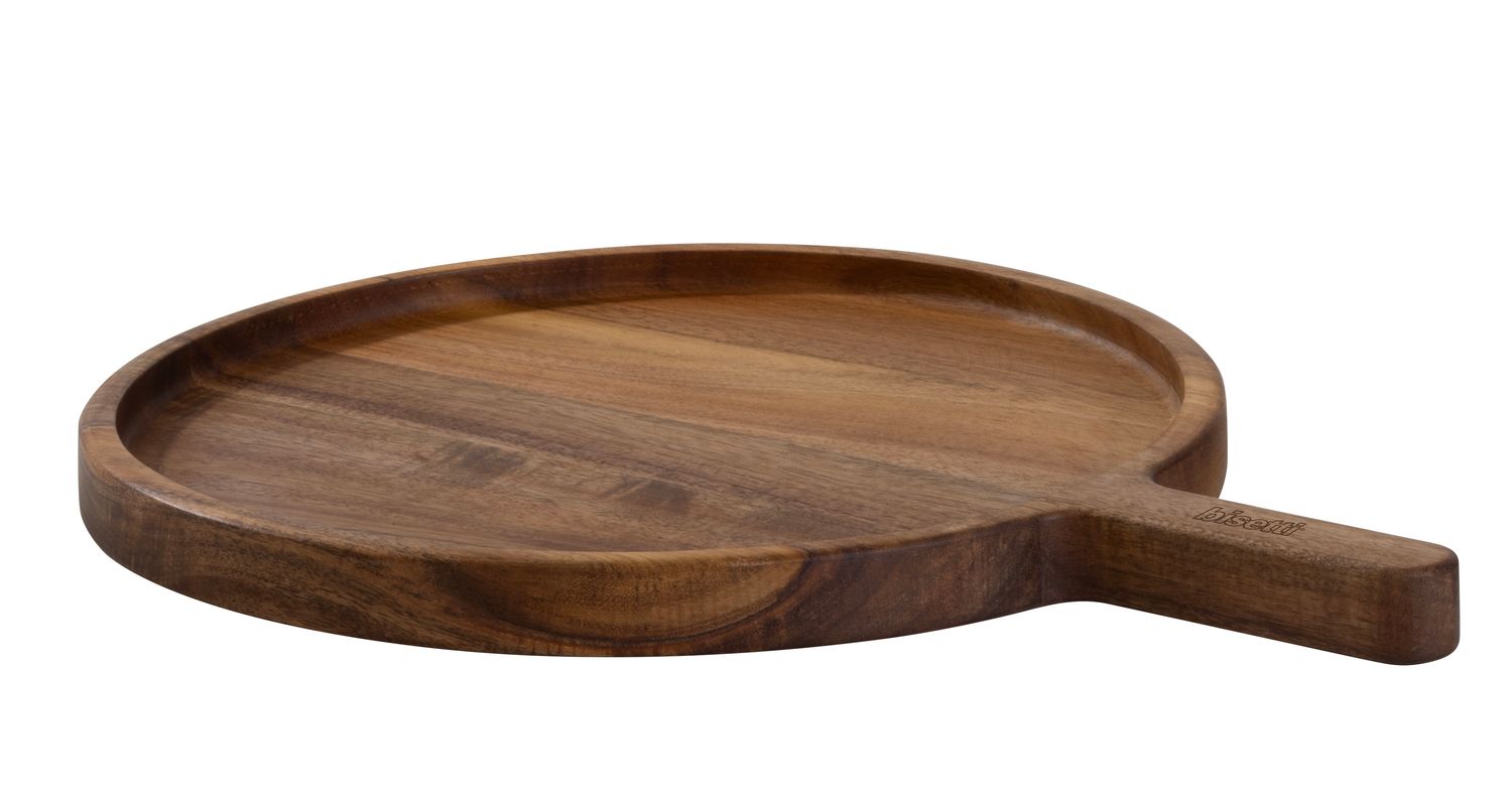 Acacia-wood round cutting and serving board with handle "Acacia 2.0"