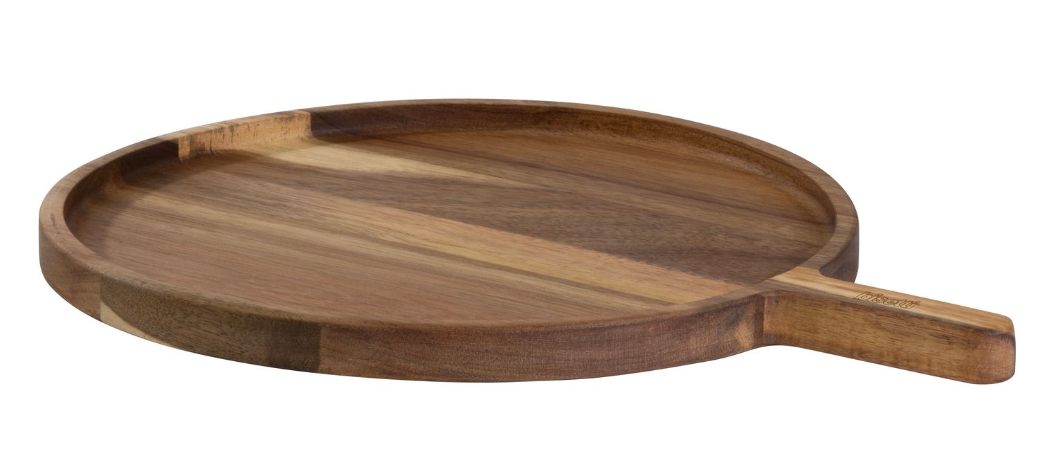 Round wooden cutting board &amp; serving board with handle "Acacia 2.0"