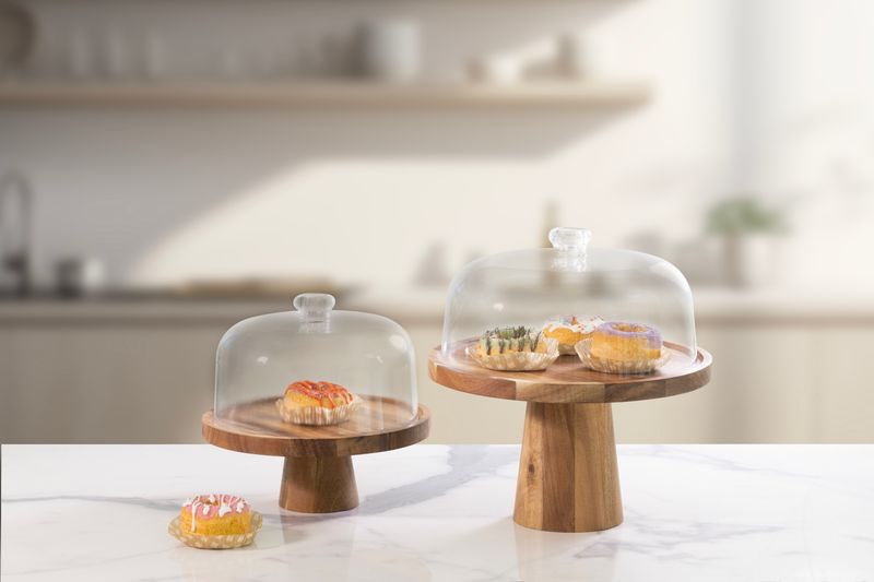 Acacia-wood cake stand "Acacia 2.0" - 10 cm