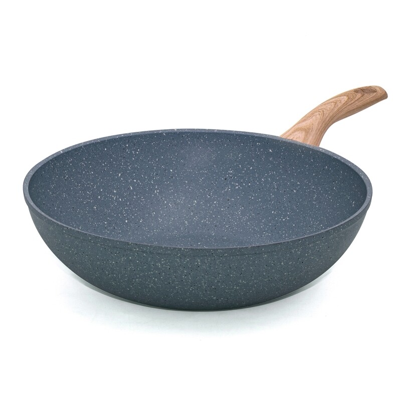 Wok Ø 28 cm 'Pierre Gourmet' with wood color handle - outlet collection