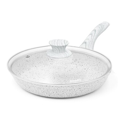 Padella ø 28 cm 'Stonewhite' con coperchio e manico design legno bianco - outlet collection