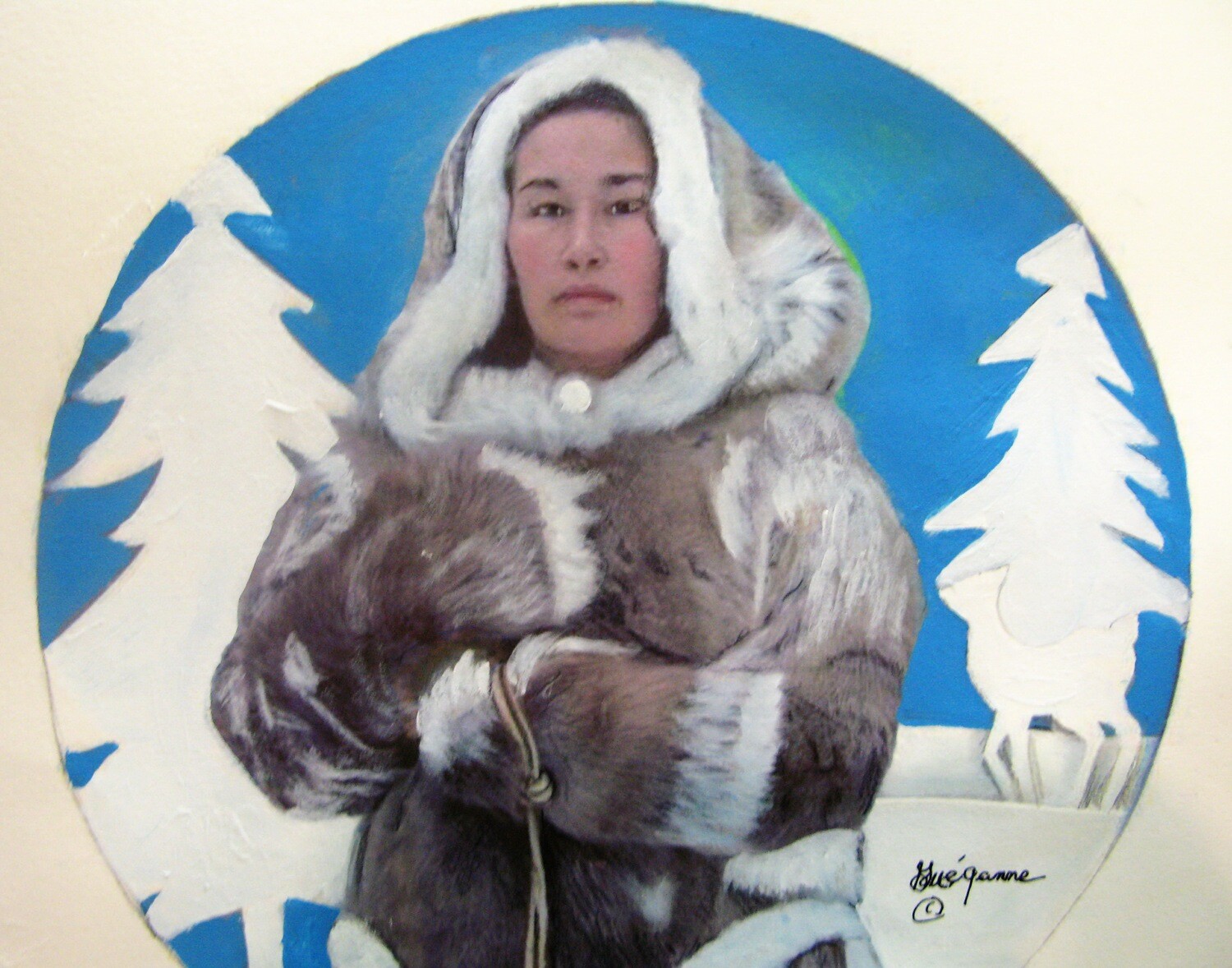 &quot;INUIT GODDESS OF FERTILITY,&quot; ORIGINAL INDIGENOUS CANADIAN PAINTING!    
Size: 11” x 14” - Watercolor, Acrylic, Watercolor Paper, Cold-Pressed and Acid Free.