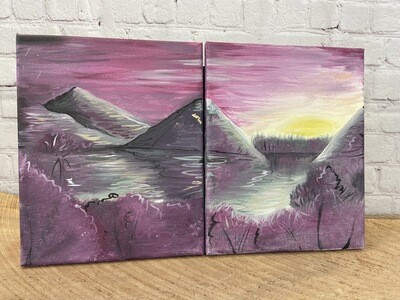 Abstract Quabbin Reservoir Landscape Canvas for Two