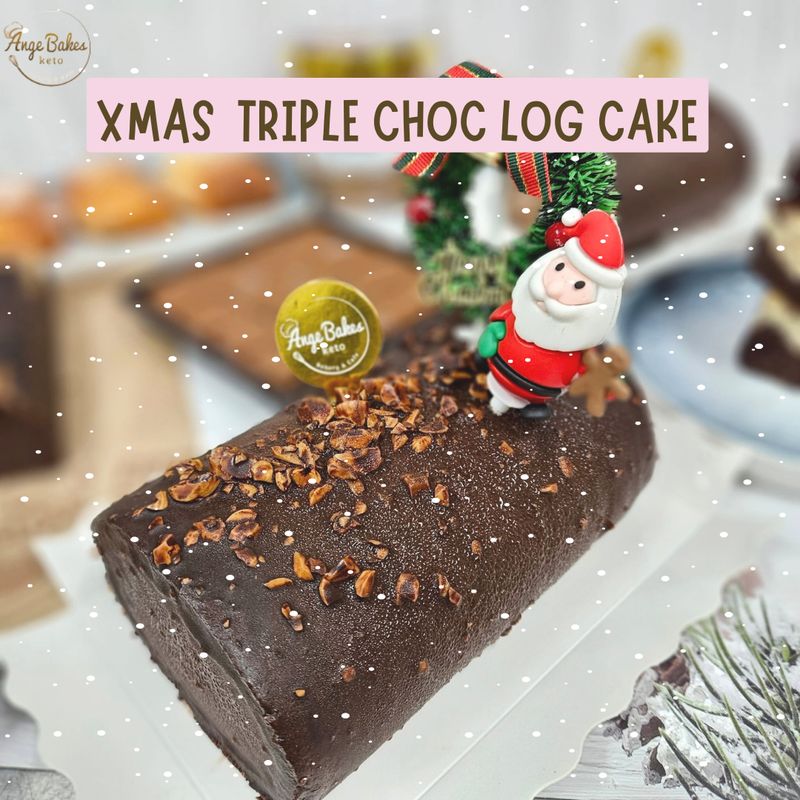 Keto Christmas Triple Chocolate Log Cake - Diabetic-Friendly &amp; Gluten-Free